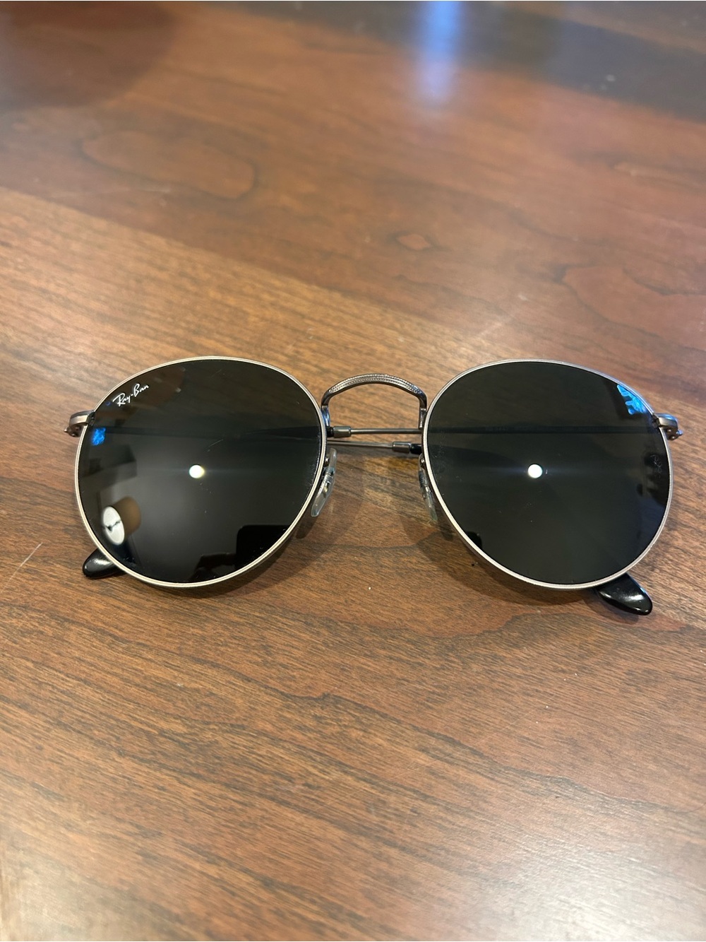 Ray-Ban Round Metal Sunglasses - Black Lenses, Silver Frame